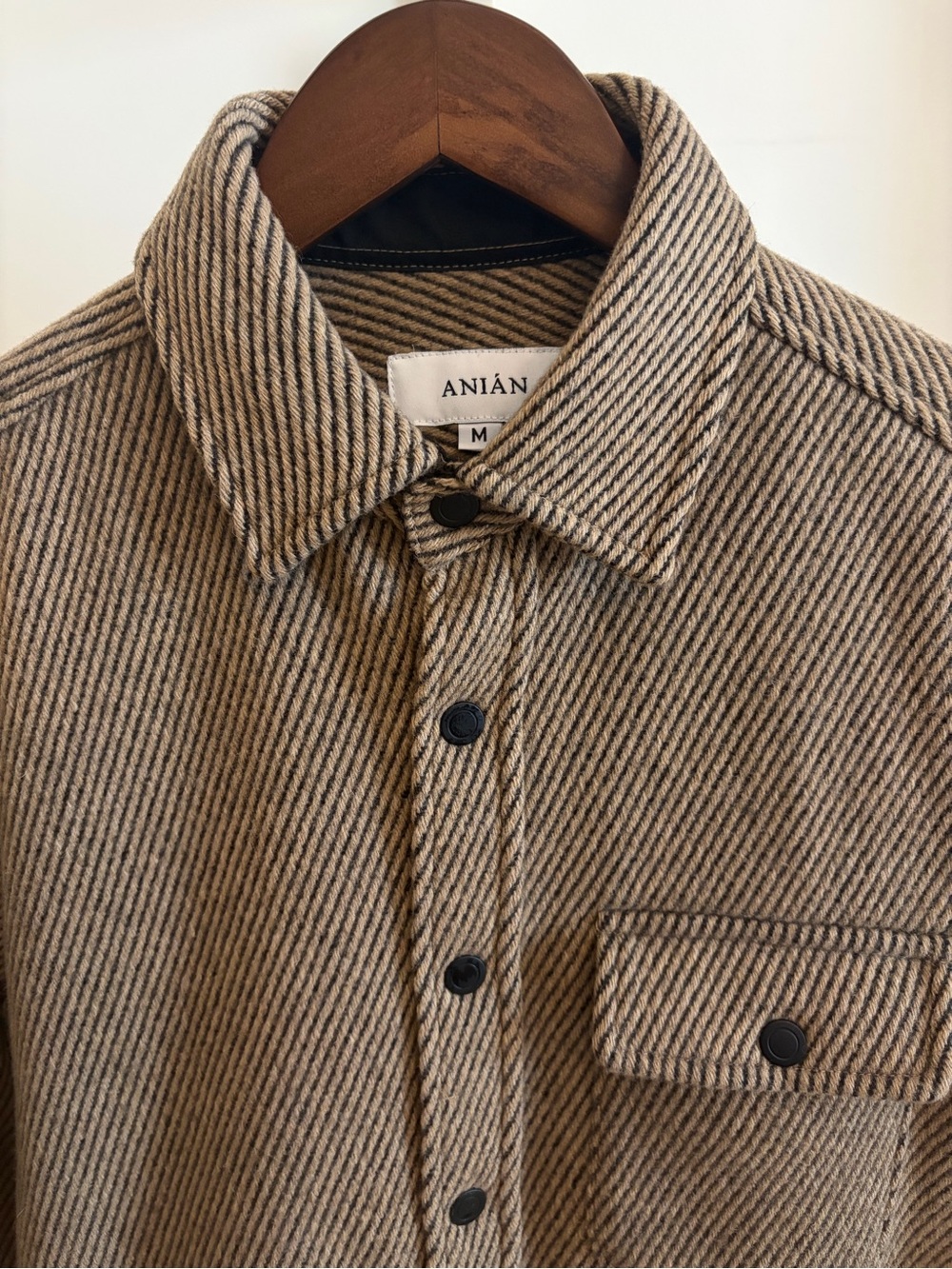 Anian Modern Melton Wool - Shirt Jacket Men's - Tan Striped